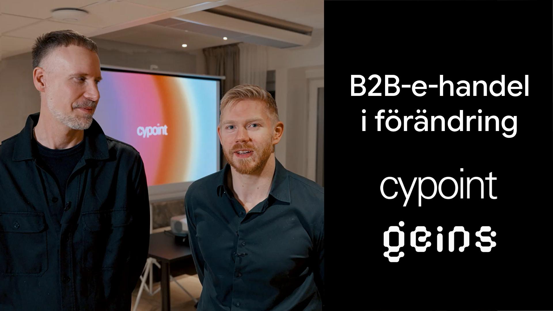 Carl Abrahamsson och Carl Torgnysson , B2B-e-handel i förändring, Cypoint logotyp, Geins logotyp.
